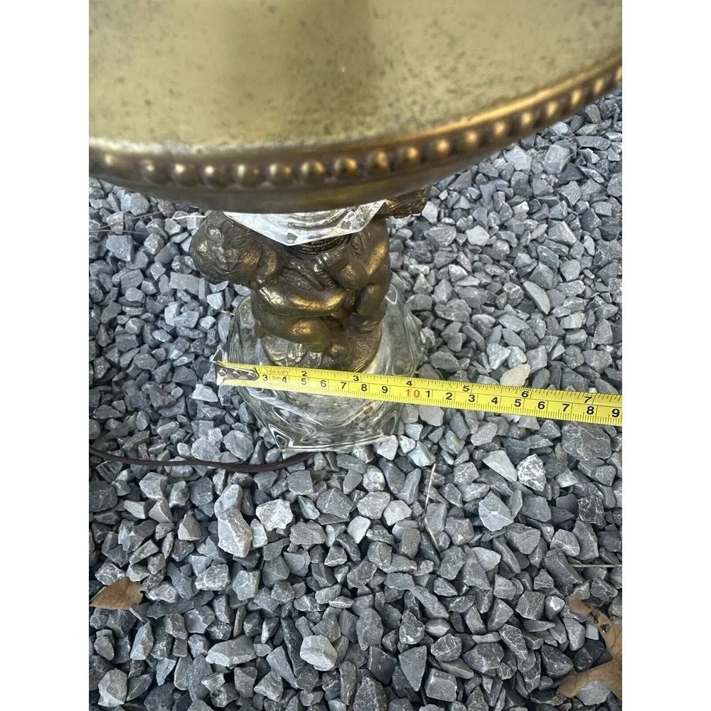 Vintage‎ Hollywood Regency Gold Crystal Cherub Lamp Base 24.5in High WORKS